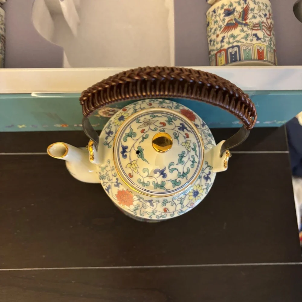 Fanquare Chinese Traditional Tea Set for 6 | Ceramic Teapot w 6 Tea Cups | New